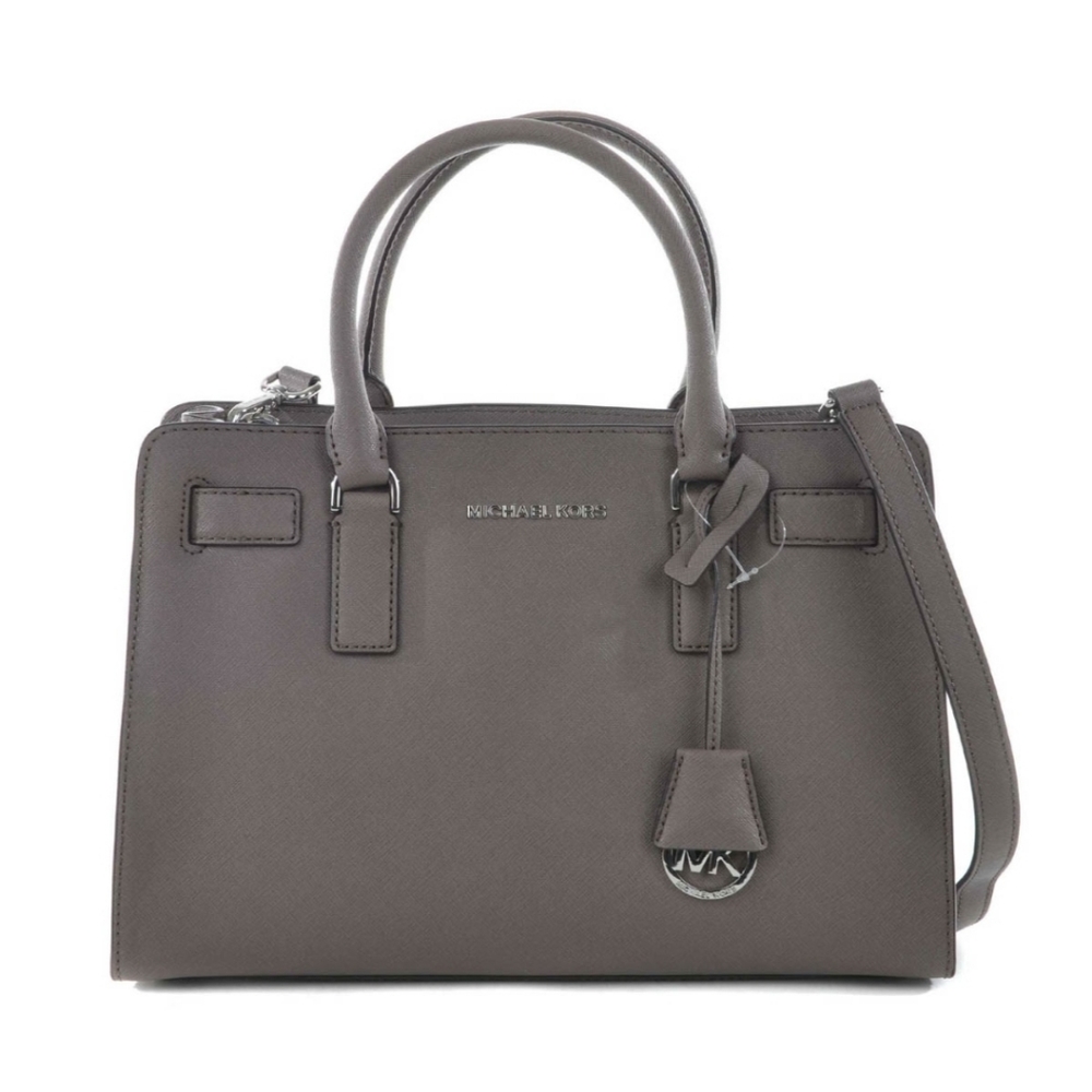 MICHAEL KORS-Dillon Saffiano Leather Satchel Bag-Charcoal Gray-Like New-Authenti
